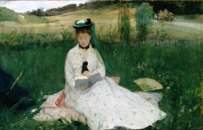 La Lecture ou L’Ombrelle verte, v.1873 - Berthe Morisot